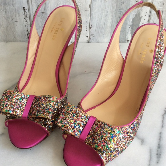 🚨SOLD🚨 Kate Spade Charm Bow Glitter Heels - Picture 6 of 8
